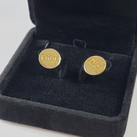 CHRISTIAN DIOR Gold Tone Pierce Earrings - Picture 4 of 7